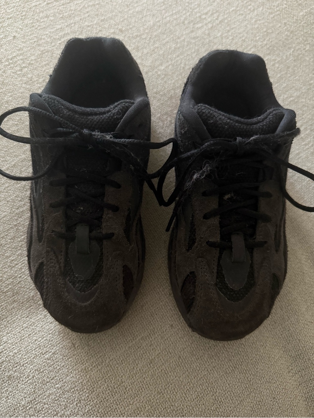 adidas Yeezy Kids Black Suede Lace-Up Sneakers